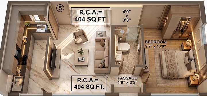 1 BHK Flat 5 floor plan